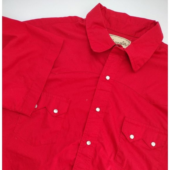 Wrangler Men's Red Western Fashion Snap Short Sleeve 2XL Shirt - Picture 1 of 4